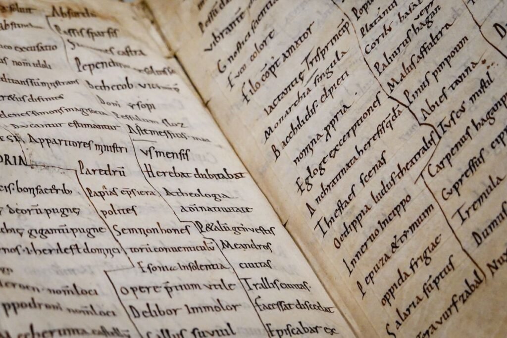 Old Latin manuscript preserving words from vanished cultures