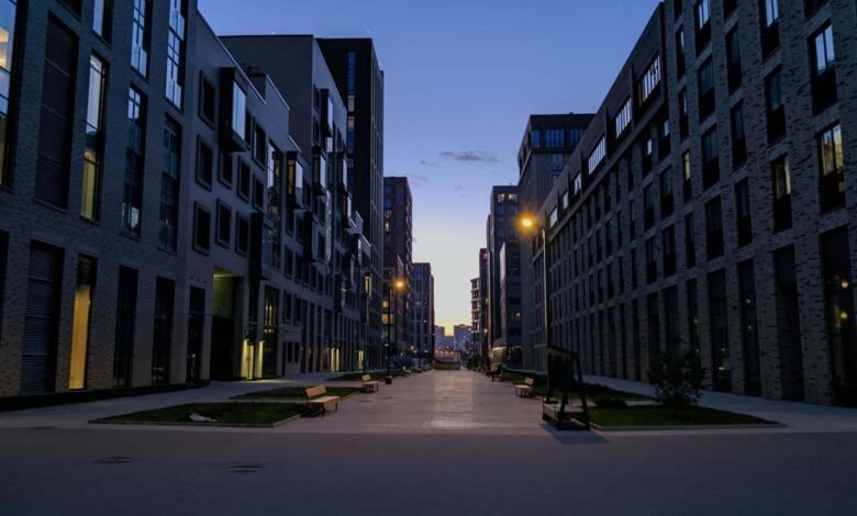 Empty city street at dawn, like being the last person on earth