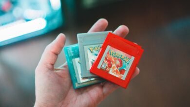 Retro Pokémon game cartridges that hold old game save files